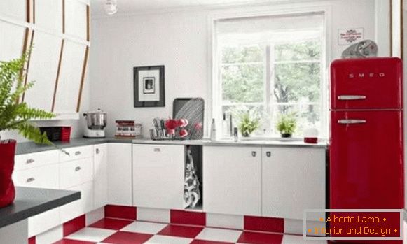 Cozinha vermelha na foto interior 17