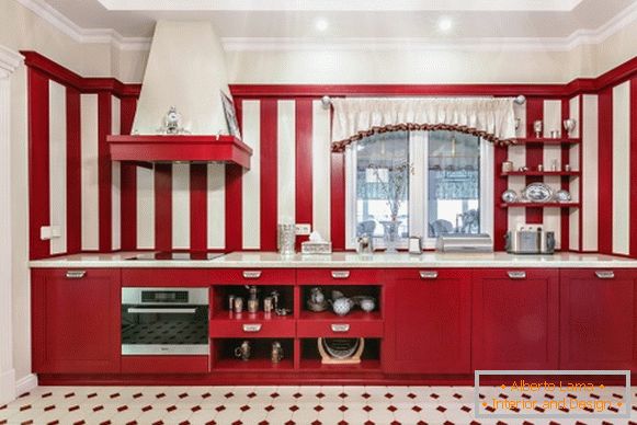 Design de uma foto da cozinha vermelha 22