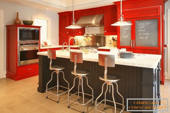 Interior de cozinha em foto vermelha 25