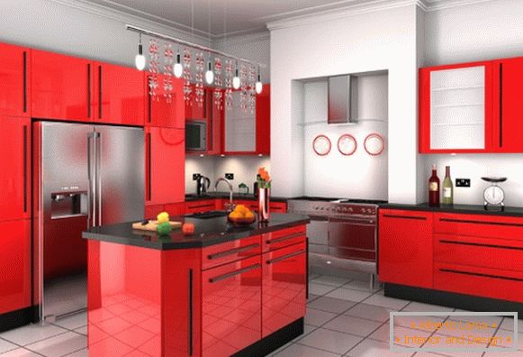 Foto de projeto de cozinha preto vermelho 32