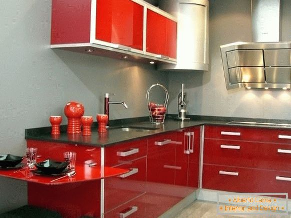 Foto cinza vermelha cozinha 40