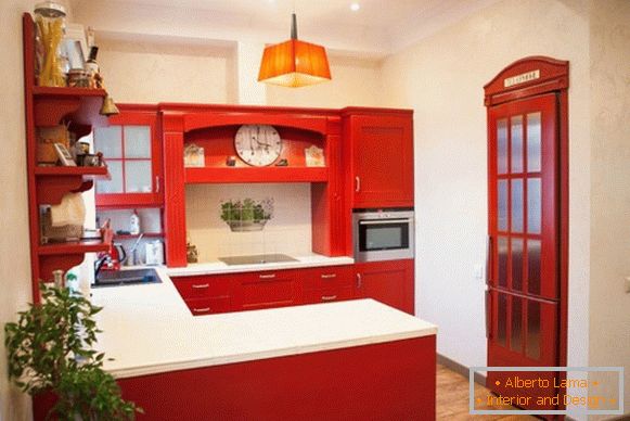 Foto de cozinha vermelho bege 45