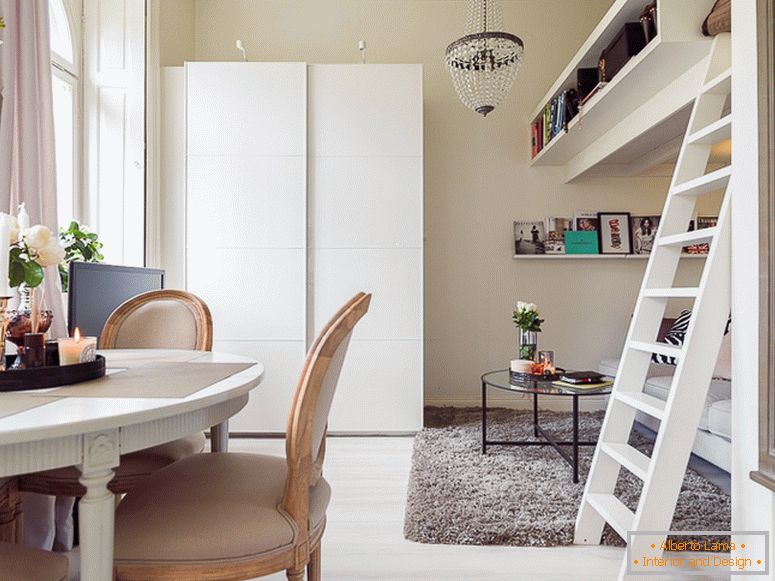 Design de interiores de um apartamento de 22 metros quadrados em estilo escandinavo