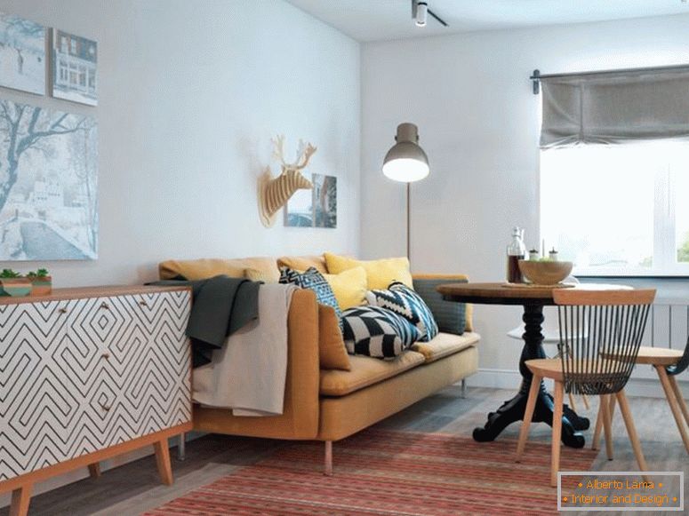 sala de estar-em-branco-cor-com-sofá-e-mesa-redonda