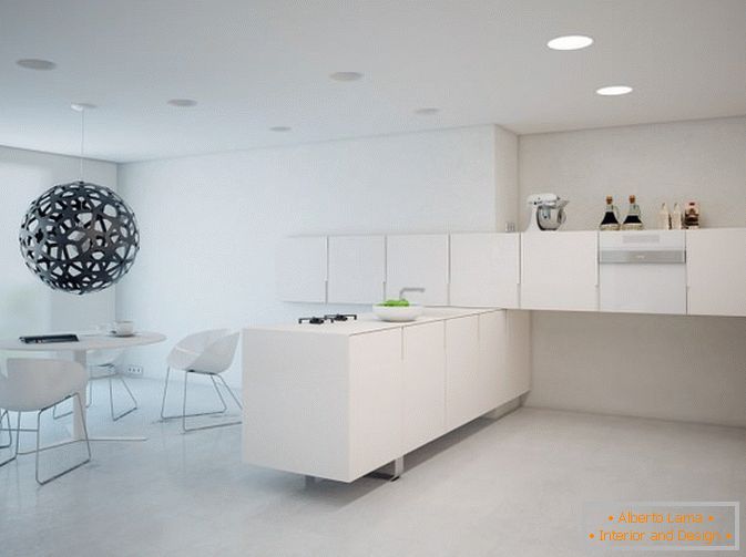 Apartamento estúdio cozinha na cor branca