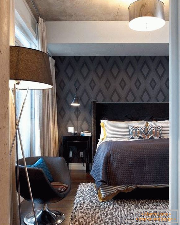 Papel de parede preto para quarto com um padrão