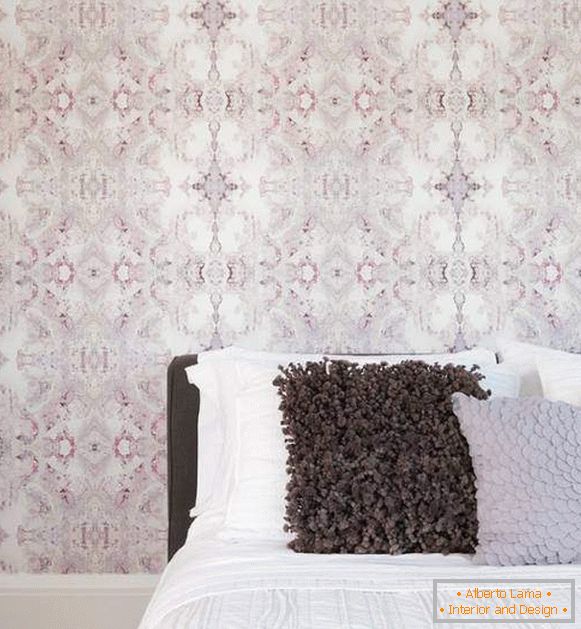 Papel de parede criativo rosa na foto do quarto 2015