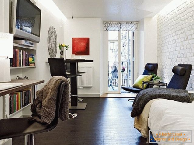 Design de apartamento estúdio na Suíça