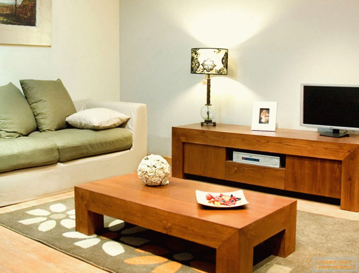 Móveis no estilo do minimalismo na sala de estar