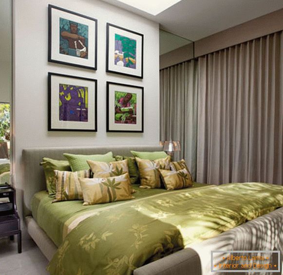 Cores verde-oliva no design do quarto