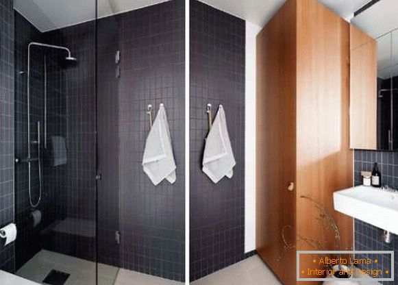 Estúdio pequeno apartamento - design de interiores do banheiro na foto