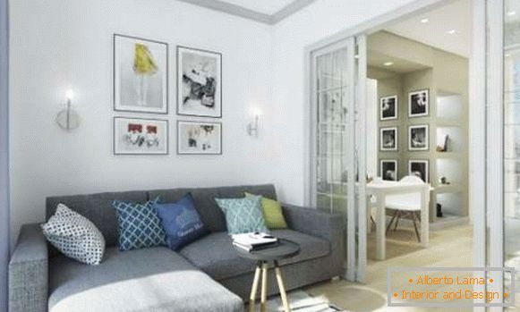 Estúdio pequeno apartamento - foto de design de interiores da sala de estar