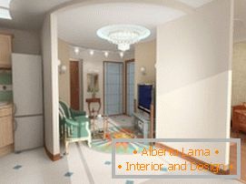 Interior atraente de um apartamento de um quarto
