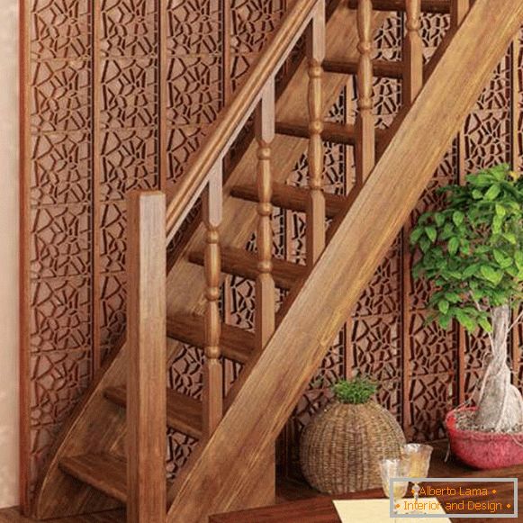 Projeto escadaria bonita em uma casa particular - foto de um modelo de madeira