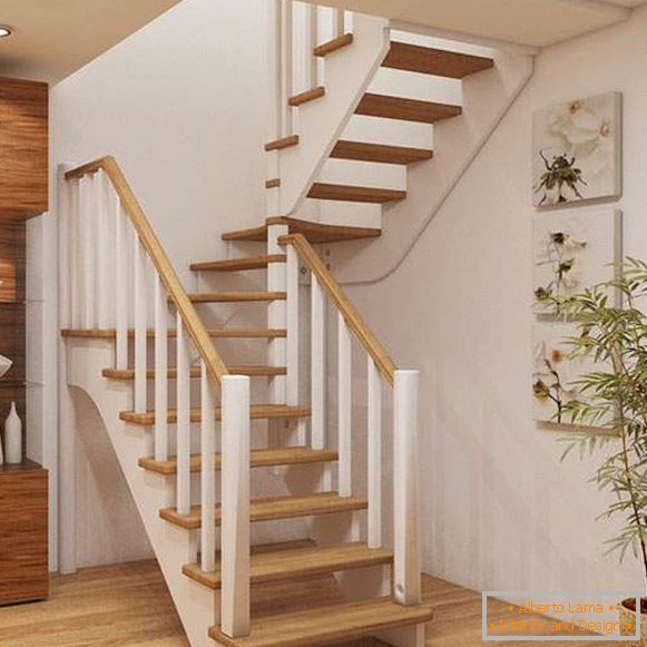 Tipos de escadas em uma casa particular em forma e materiais