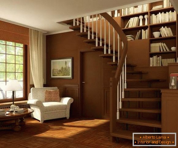 Decoração de escadas em uma casa particular - tipos de escadas no interior
