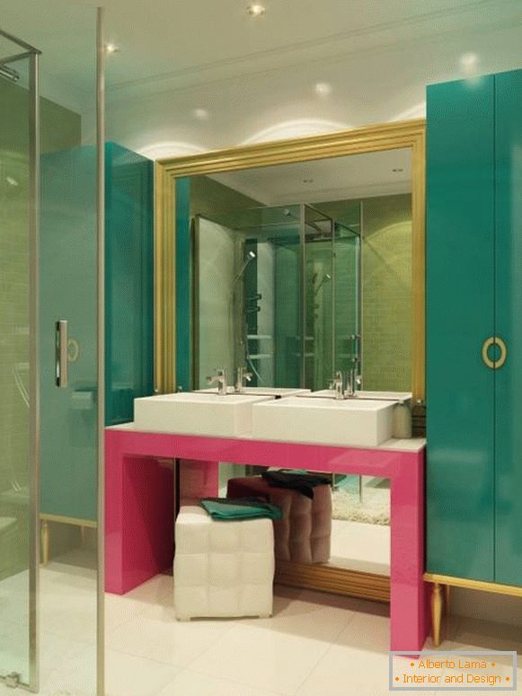 Esquema de cores incomum no banheiro 2015