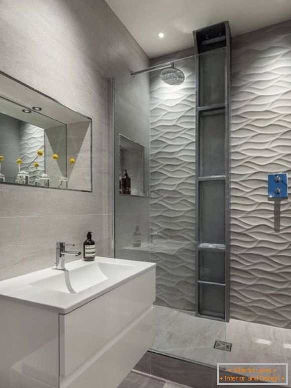Cor da parede cinza no design do banheiro