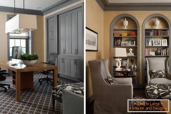 Combinação elegante de cores no interior - foto cinza e bege