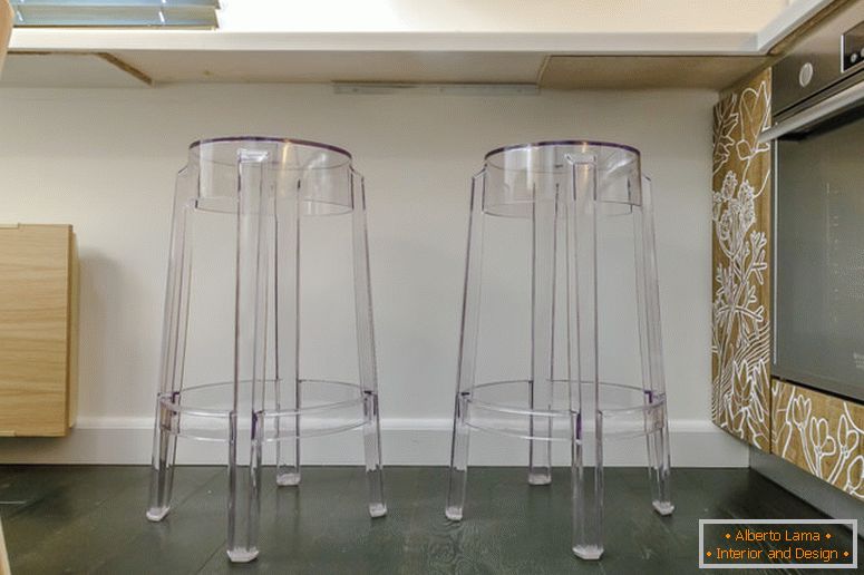 Cadeiras criativas de cozinha transparente