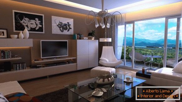 Luxuosa sala de estar em cores brilhantes