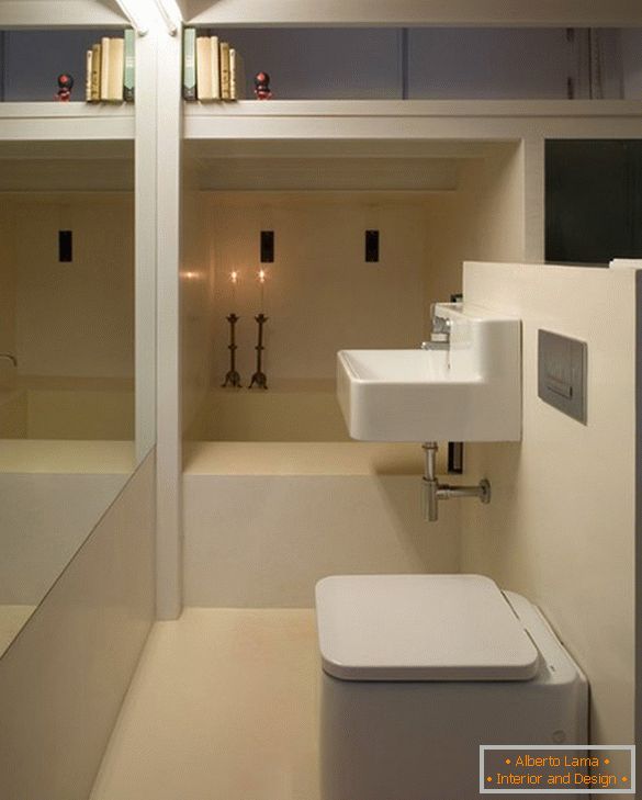 Interior, de, um, pequeno, banheiro