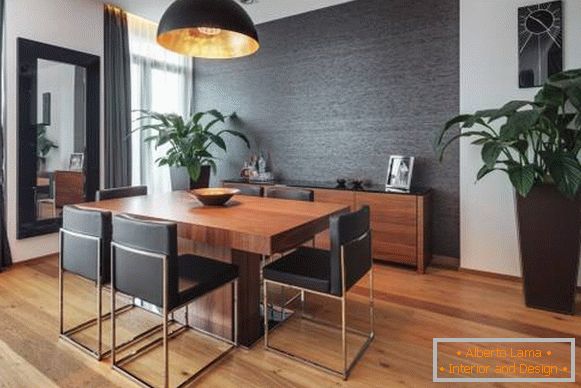 Design elegante sala de estar em cores escuras