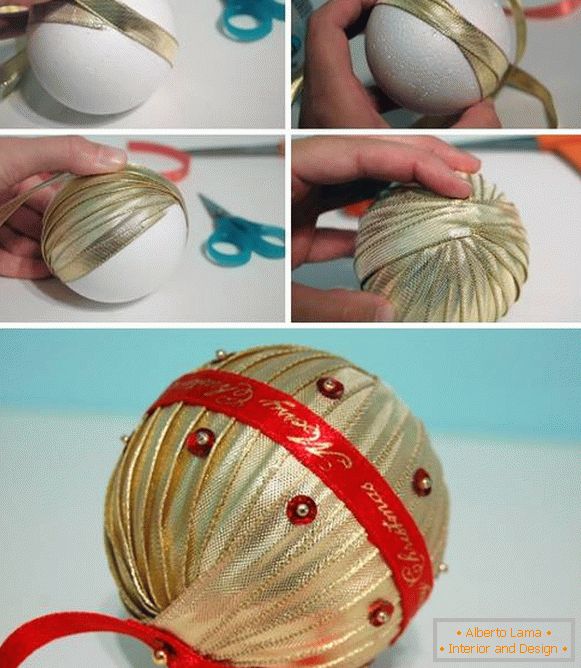 Como fazer uma bola de Ano Novo a partir de fitas de cetim
