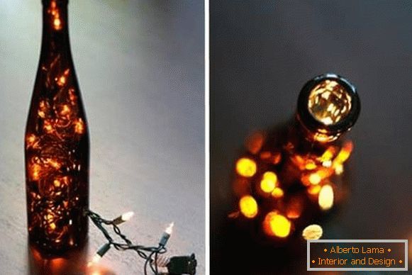 LED guirlanda conduzida na decoração da garrafa de vinho