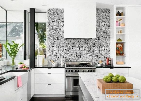 Papel de parede moderno em design de cozinha