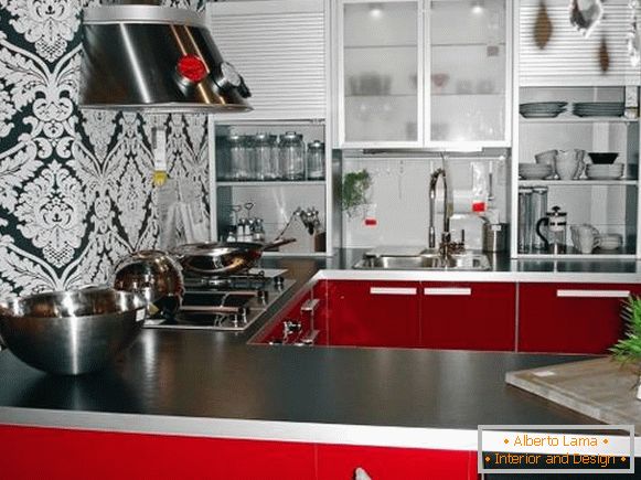Design de cozinha sexy com papel de parede 2015