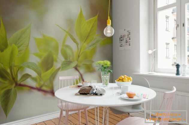 Papel de parede com efeito 3d na cozinha