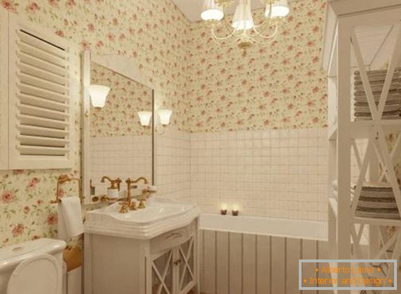 Banheiro de estilo provençal brilhante