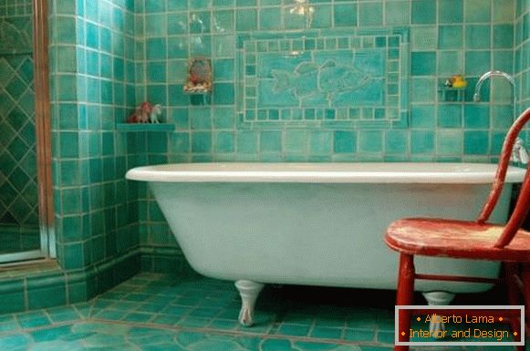 Azulejo de banheiro turquesa em estilo provençal