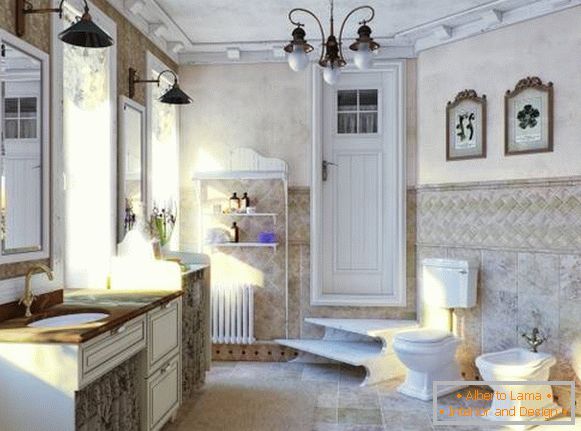 Estilo tradicional de Provence no banheiro - foto de um banheiro em uma casa privada