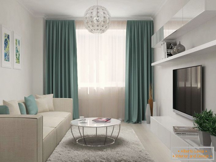 Interior feminino da sala de estar no estilo do minimalismo escandinavo.