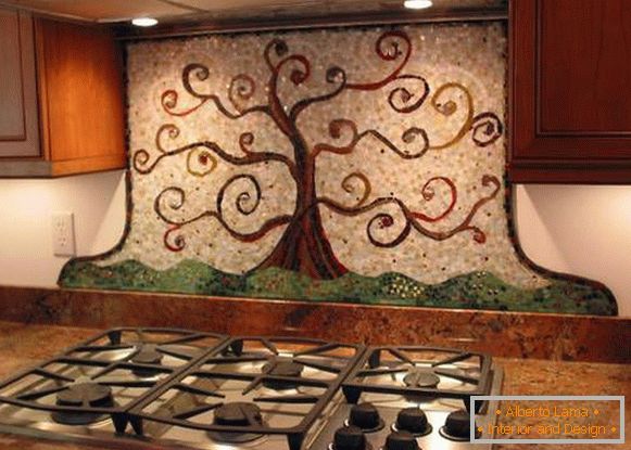 um painel de azulejos na cozinha, foto 17