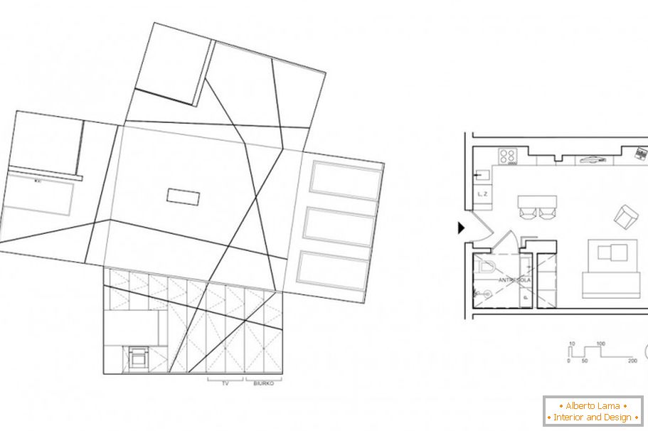 O plano do apartamento de estúdio Peter's Flat