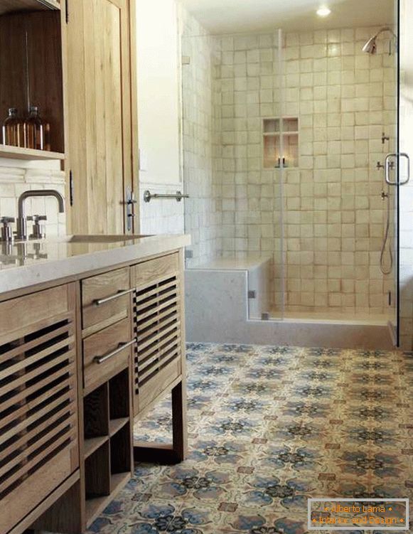 Azulejos elegantes em foto de design de banheiro