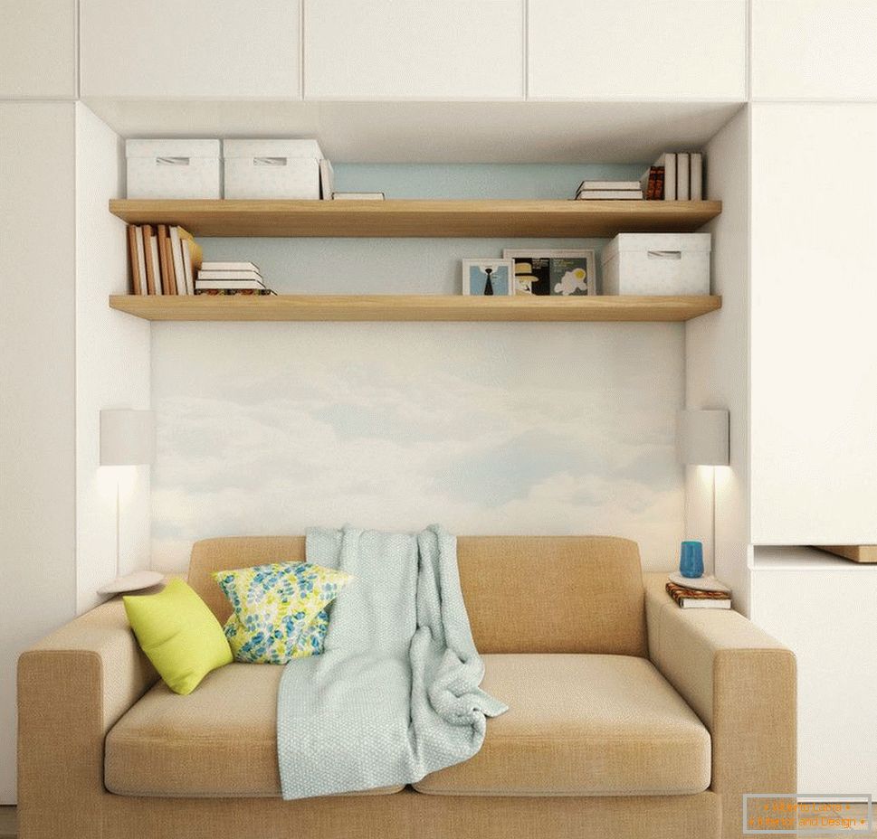 Design de uma sala de estar em um pequeno apartamento