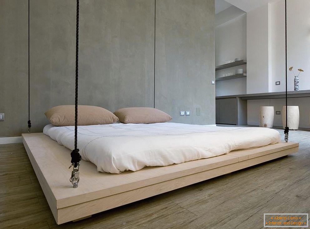 Interior do quarto no estilo do minimalismo