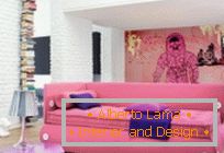 Exemplos de design de interiores em tons rosa