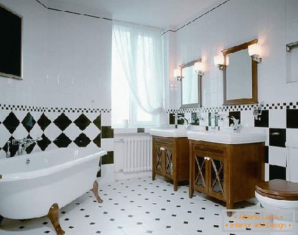 exemplos de layout de azulejos na foto do banheiro, foto 15