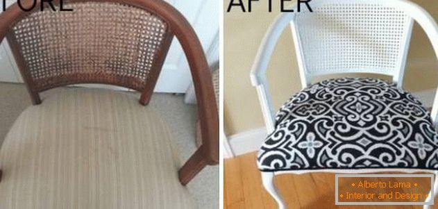 Reparação de uma cadeira velha com as costas