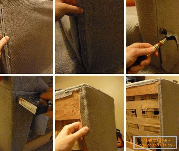Retirando móveis estofados - exemplo passo a passo de um sofá