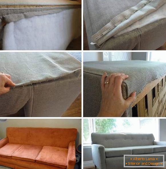 Reparação e restauração de móveis estofados - um trecho do sofá