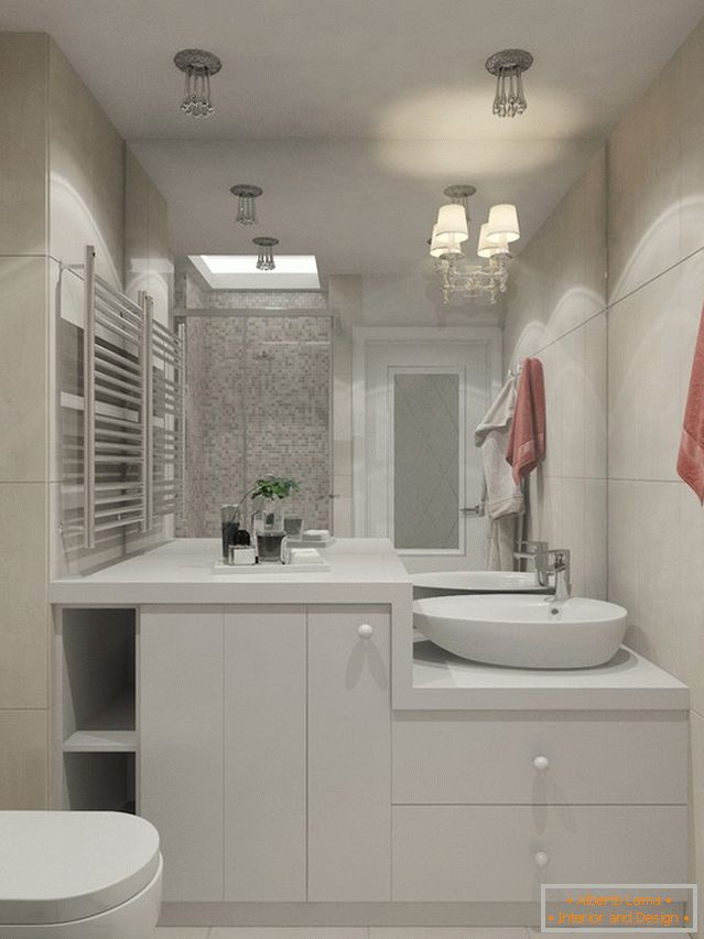Design elegante de uma pequena casa de banho