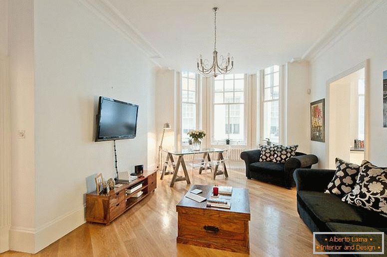 Móveis na sala de estar no estilo minimalista