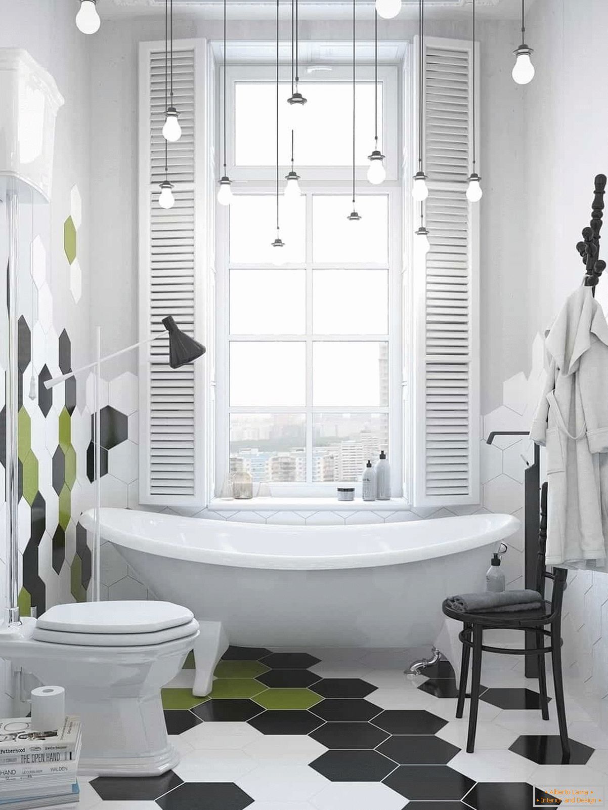 Interior de casa de banho em estilo escandinavo