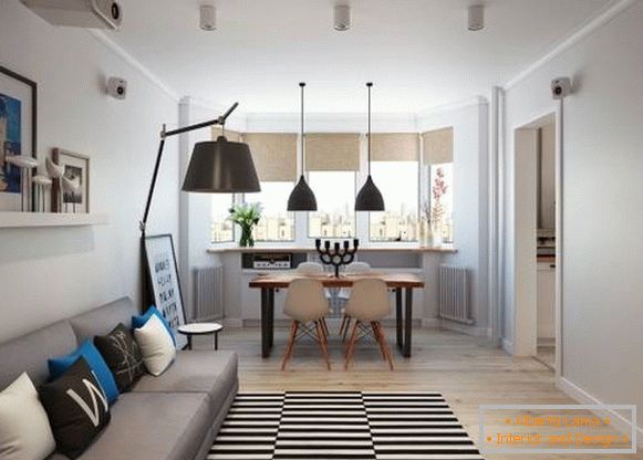 Apartamento de um quarto em estilo escandinavo - foto da sala de estar